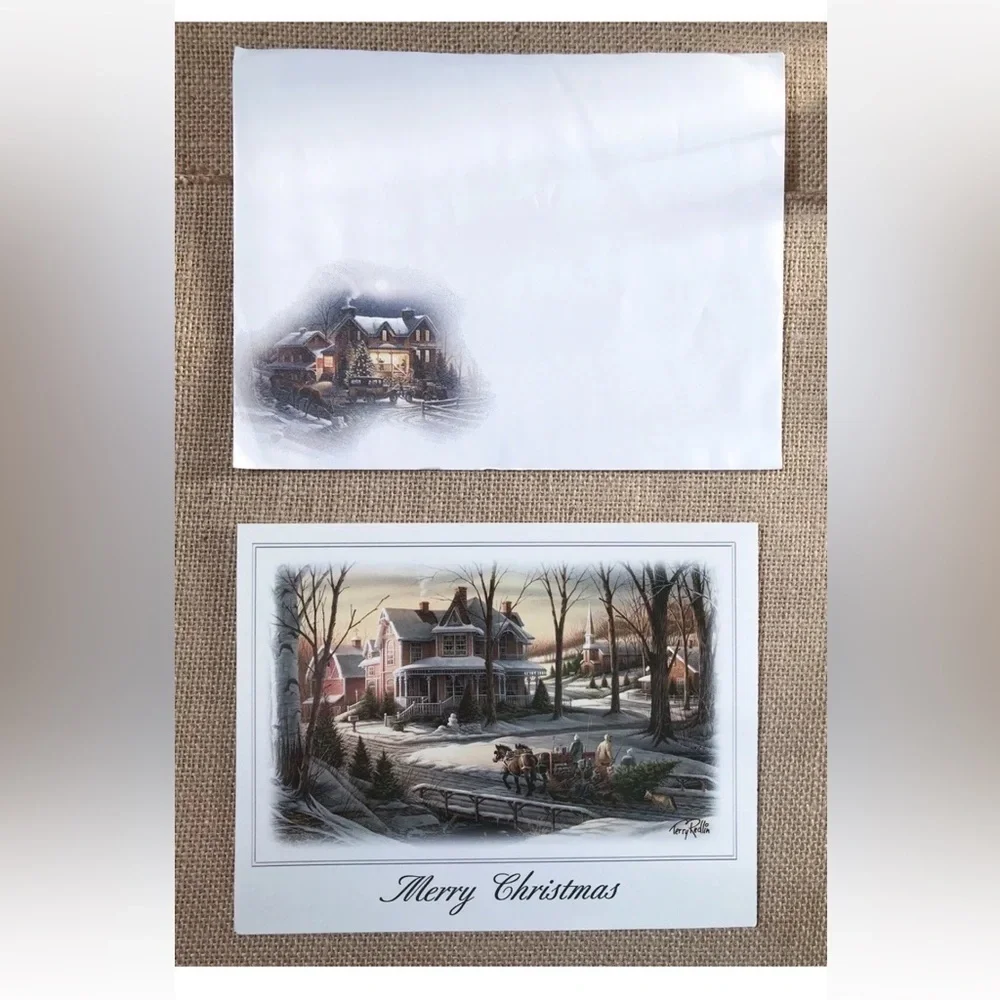 Terry Redlin Homeward Bound Christmas Card Horse Sleigh Winter Rustic Farmhouse